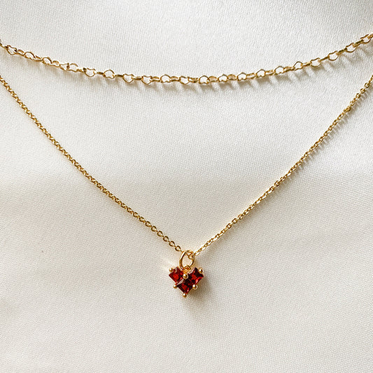 SET of Dainty gold heart necklace, layered necklaces, heart pendant necklace, heart chain, heart charm