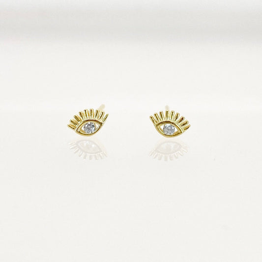 Tiny Eye Stud Earrings  CZ dainty earrings eye silver studs small eye stud earrings minimalist earrings silver stud earrings