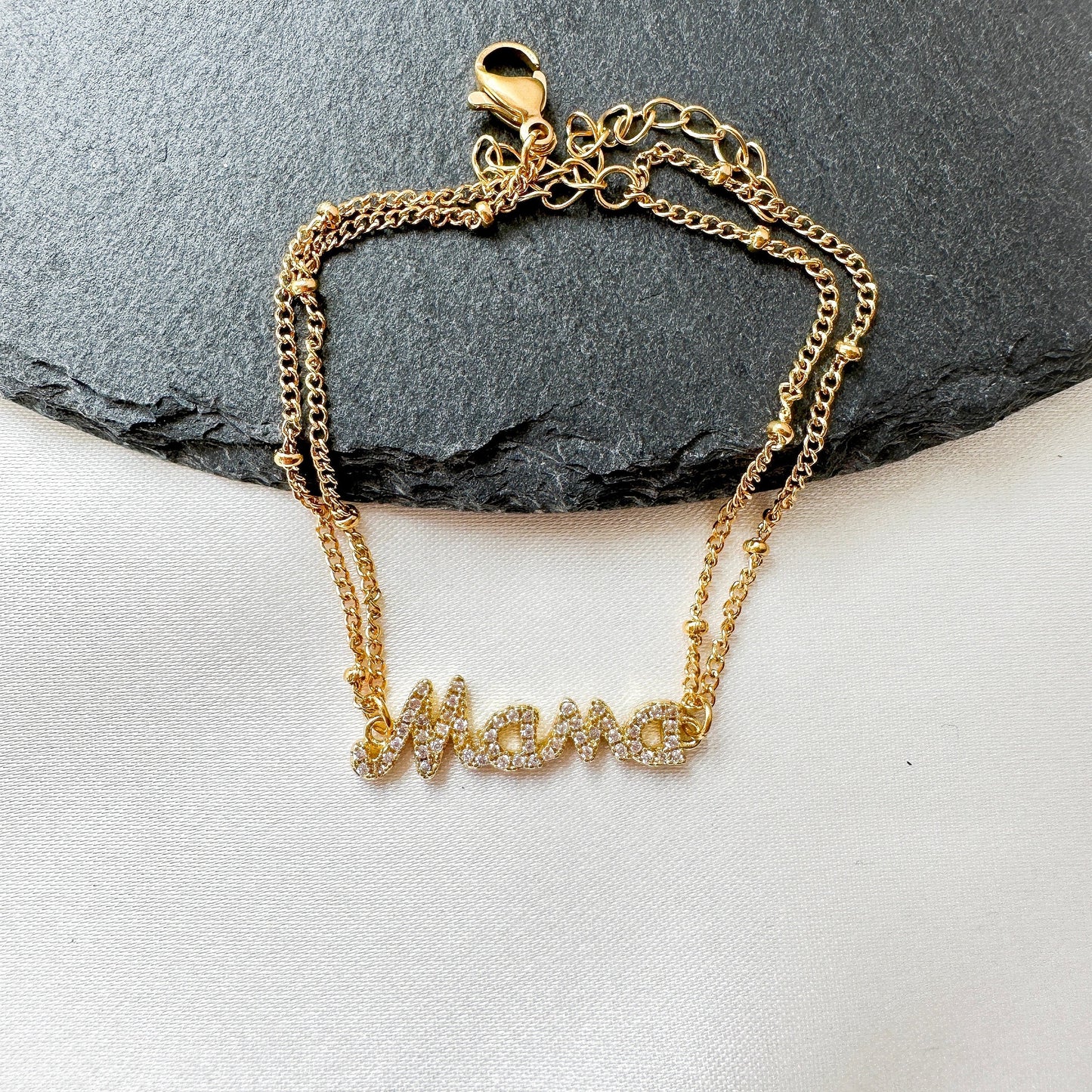 Pave Mama Bracelet - Mama Bracelet - Mom Bracelet - Chain Bracelet