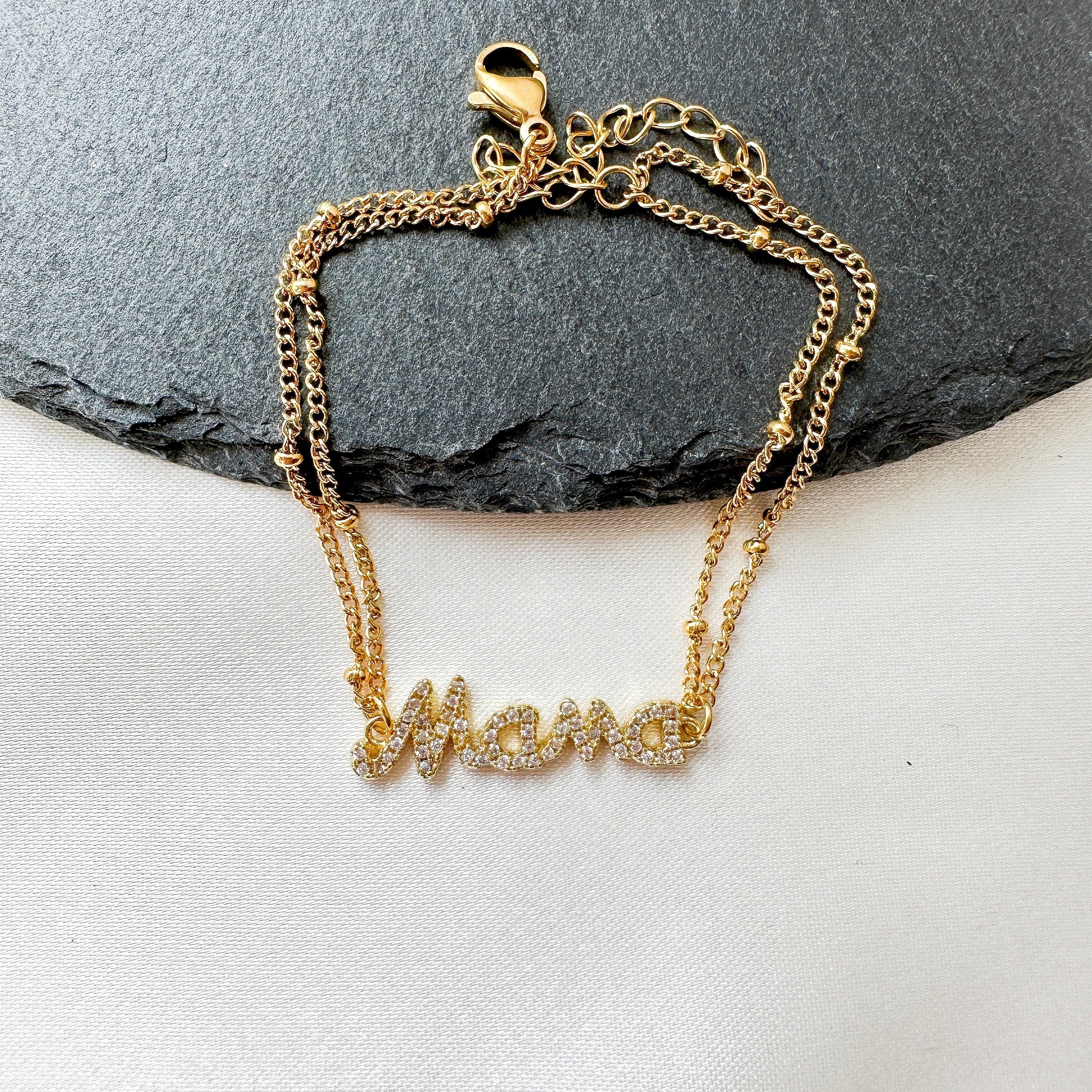Pave Mama Bracelet - Mama Bracelet - Mom Bracelet - Chain Bracelet