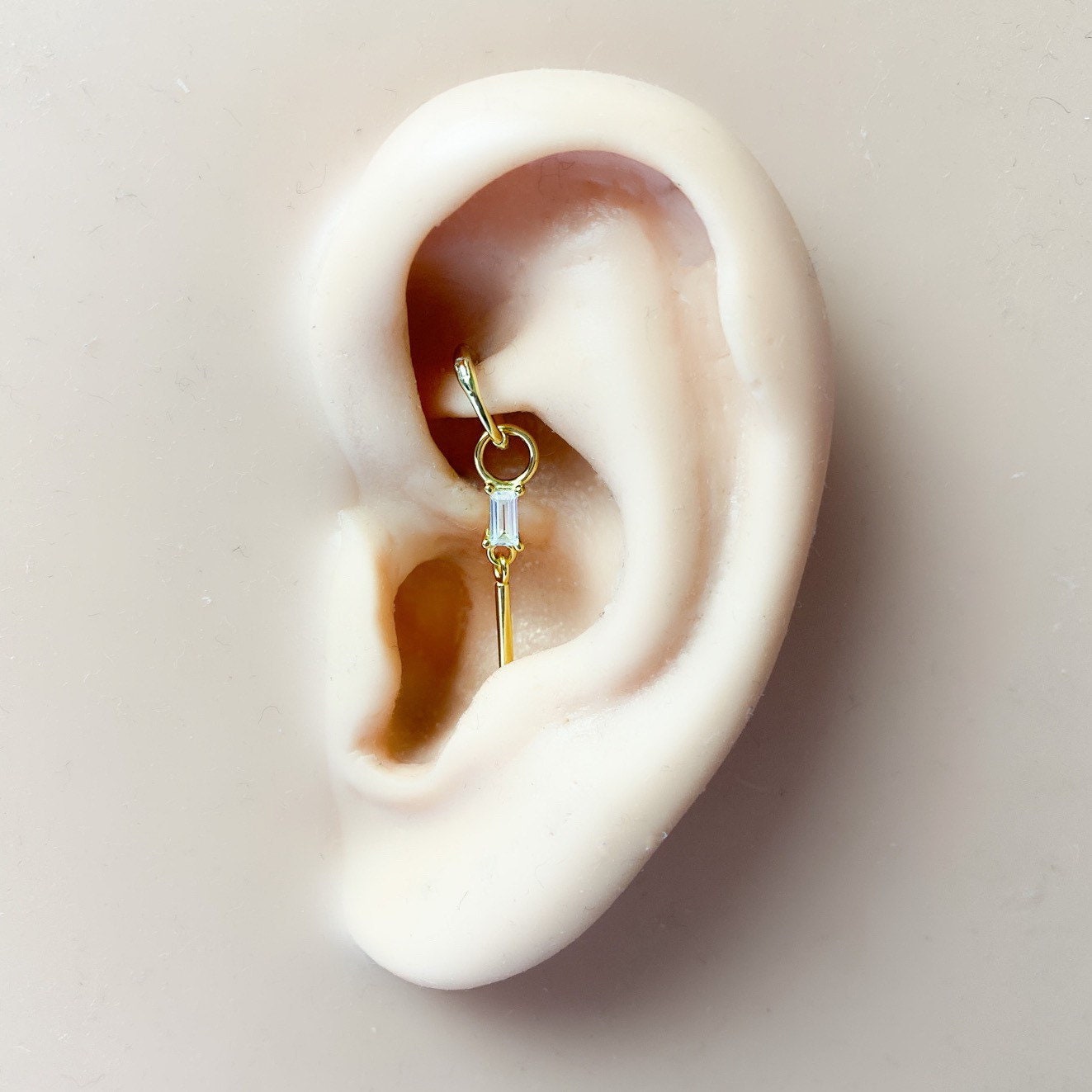 Dainty Bar Hoop Dangle Charm, sterling silver, 18k gold plated rook hoop, rook huggie, hoop huggies, cartilage piercing, helix hoop charm