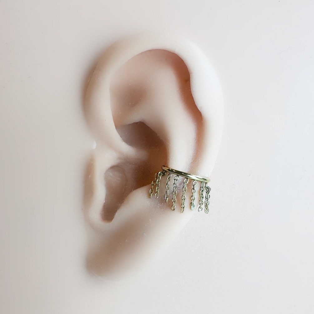 Implant Grade Titanium Tassel Chain Hoop conch, septum ring piercing F128 titanium ring hoop cartilage piercing, conch hoop, gold hoop