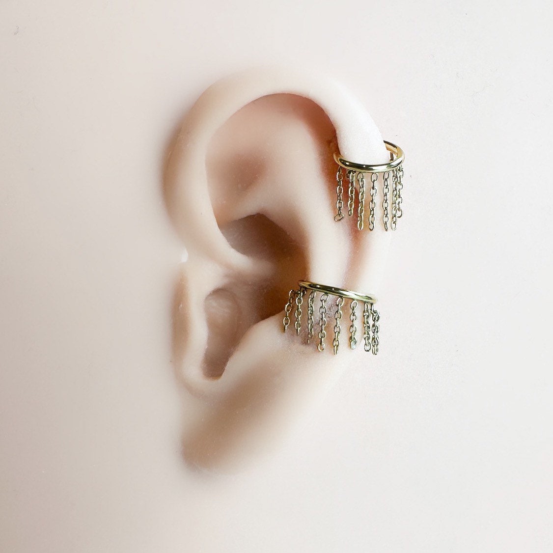 Implant Grade Titanium Tassel Chain Hoop conch, septum ring piercing F128 titanium ring hoop cartilage piercing, conch hoop, gold hoop