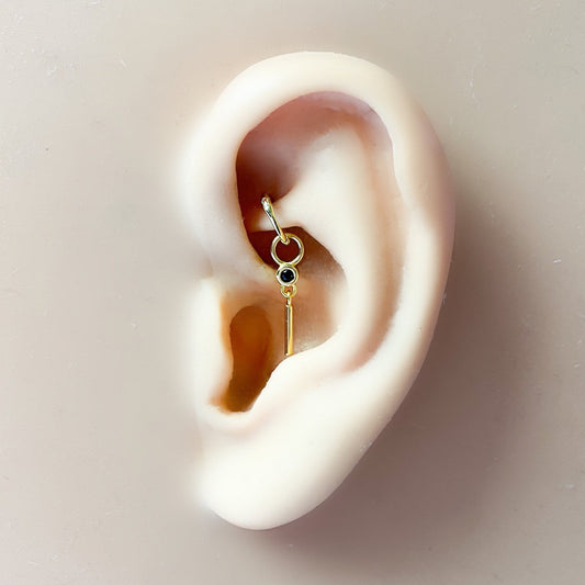 Dainty Hoop Dangle Charm, sterling silver, 18k gold plated rook hoop, rook huggie, hoop huggies, cartilage piercing, helix hoop charm