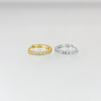 Dainty CZ studded hoops gold plated over sterling silver cz hoop earrings round huggie hoop earrings cartilage hoop gold dainty hoop huggie