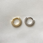 18k gold plated sterling silver daith hoop, elegant cz daith huggie, hoop huggies, cartilage piercing, cartilage earrings, helix hoops