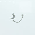 Dainty cz Crescent moon and star double piercing earrings, earrings, 16 gauge piercings, star earrings, two lobe piercing