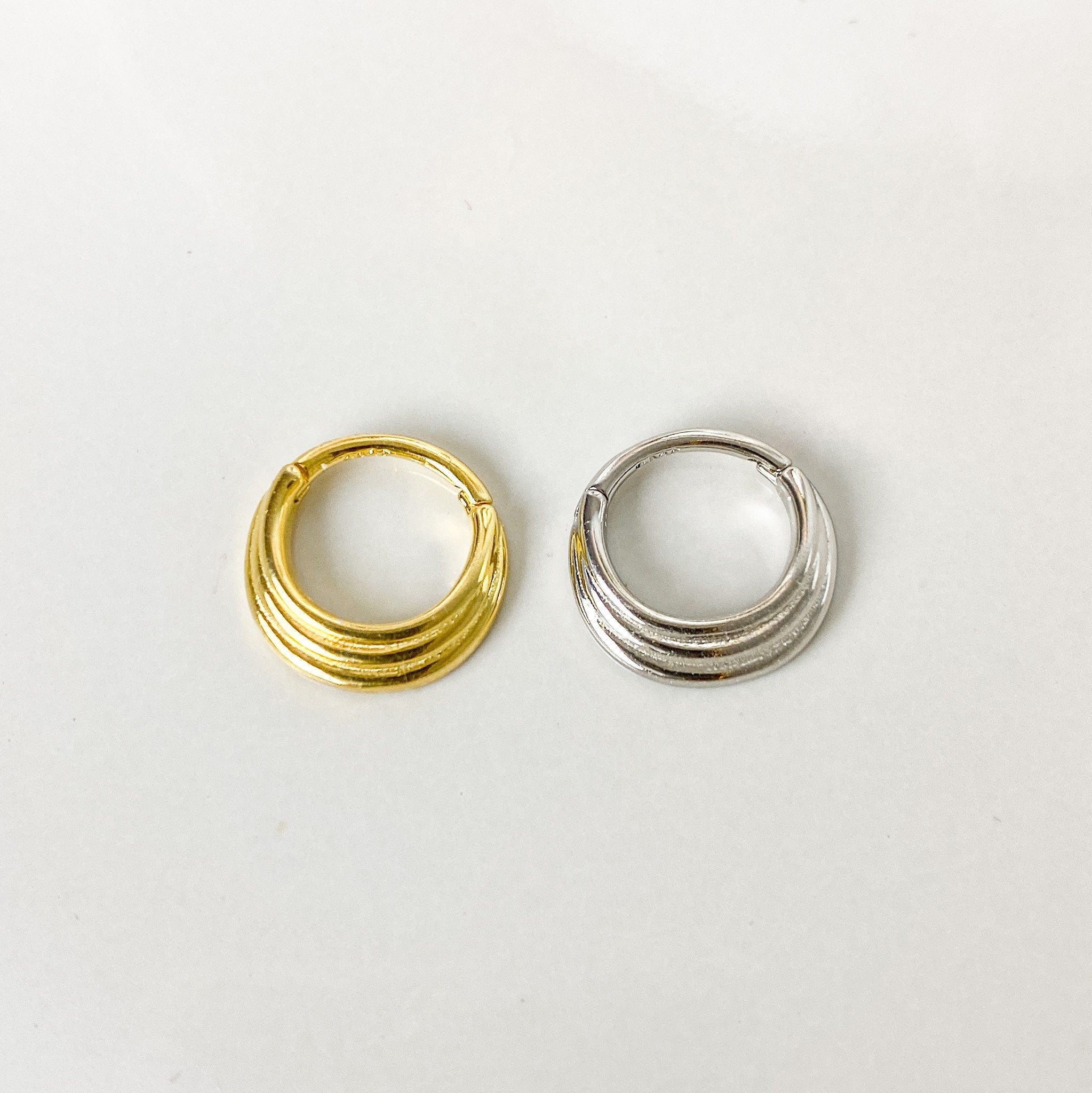 Dainty coin 18k gold plated sterling silver daith hoop, daith huggie, hoop huggies, cartilage piercing, cartilage earrings, helix hoops