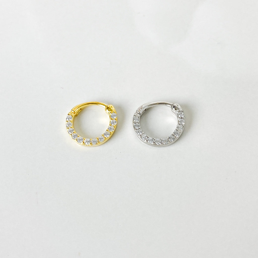 Minimalistic Simple CZ 18k gold plated sterling silver daith hoop, daith huggie, hoop huggies, cartilage piercing, cartilage earrings
