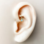 Dainty Single Round CZ sterling silver, 18k gold plated rook hoop, rook huggie, hoop huggies, cartilage piercing, cartilage earrings