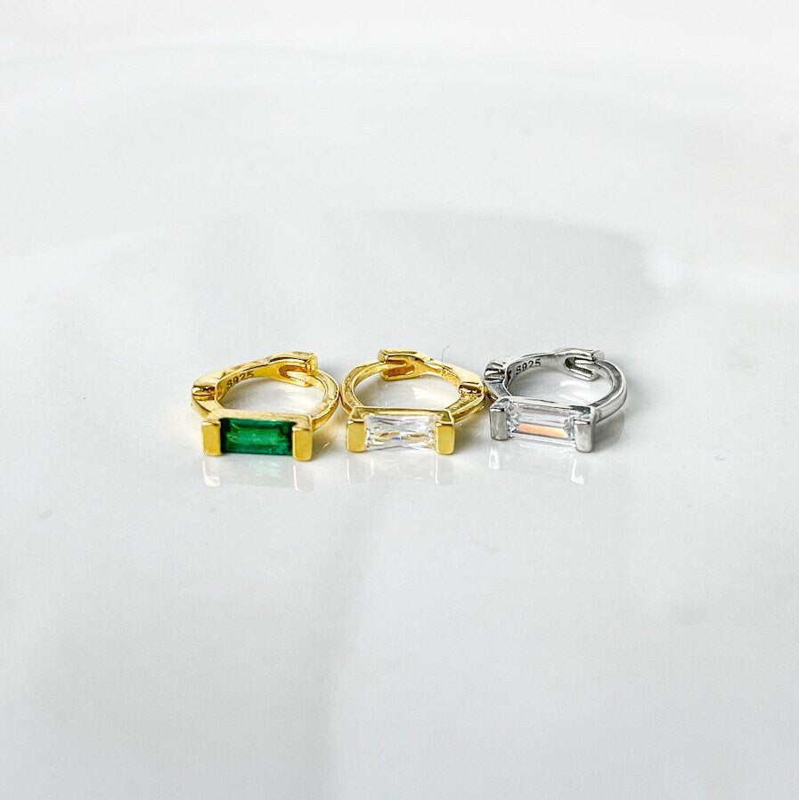 Dainty 18G Emerald Cartilage Hoop Earrings, rook huggie, hoop huggies, cartilage piercing, tiny hoops, helix hoops, small hoops