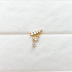 Dainty Cascading Drop Bar Piercing, sterling silver, 18k gold plated flat piercing, helix piercing, cartilage piercing, piercing