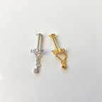 Dainty Bella Chain cz sterling silver, 18k gold plated flat piercing, helix piercing, cartilage piercing, cartilage earrings