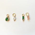 Dainty Emerald Hoop Charm, sterling silver, 18k gold plated rook hoop, rook huggie, hoop huggies, cartilage piercing, helix hoop charm