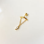 Hidden Helix Dainty Navier Chain cz sterling silver, 18k gold plated flat piercing, helix piercing, cartilage piercing, cartilage earrings