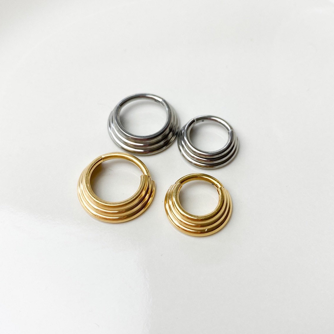 Titanium 16g stack conch or helix hoop, hoop huggies, cartilage piercing, cartilage earrings, helix hoops, nose ring, septum ring