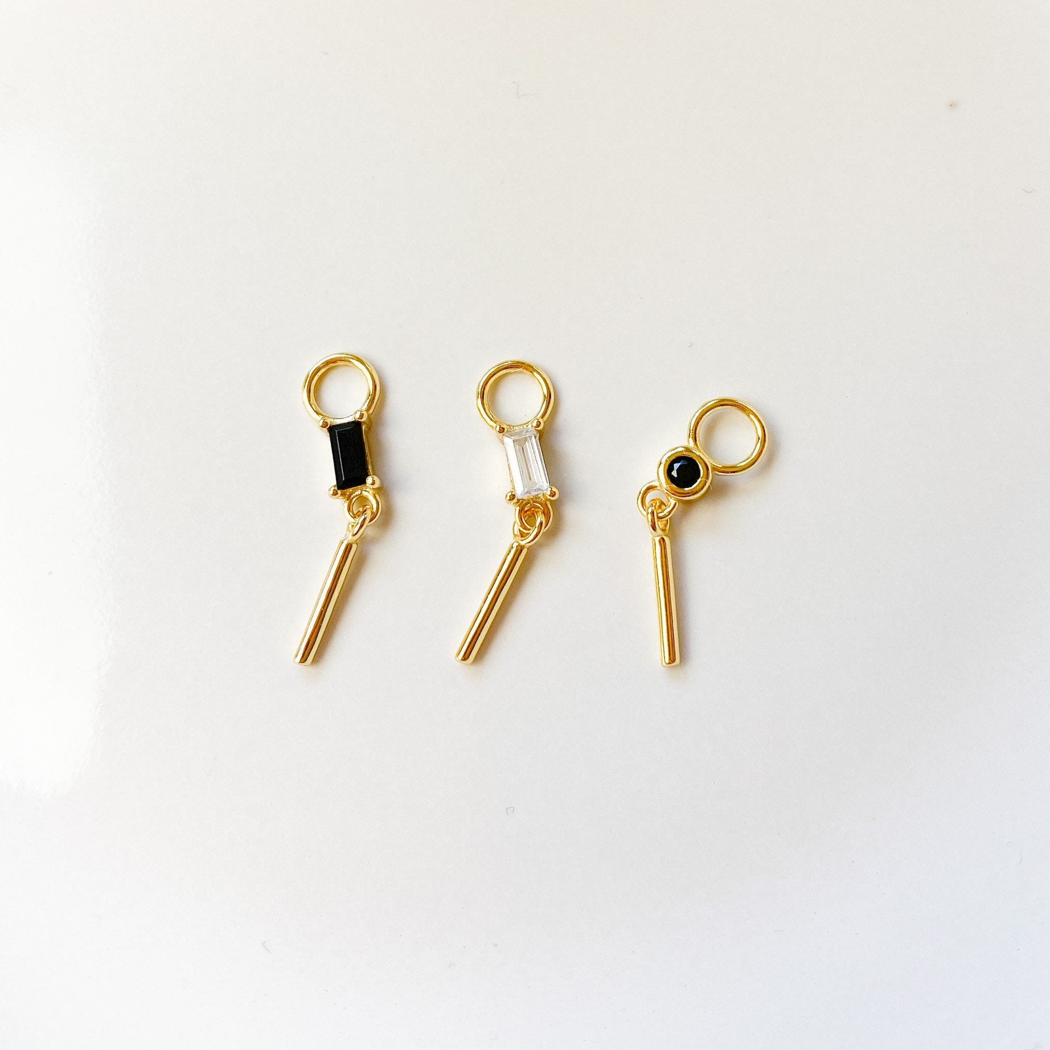 Dainty Hoop Dangle Charm, sterling silver, 18k gold plated rook hoop, rook huggie, hoop huggies, cartilage piercing, helix hoop charm