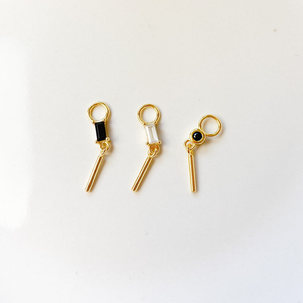 Dainty Bar Hoop Dangle Charm, sterling silver, 18k gold plated rook hoop, rook huggie, hoop huggies, cartilage piercing, helix hoop charm