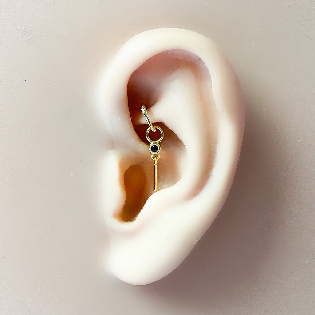 Dainty Hoop Dangle Charm, sterling silver, 18k gold plated rook hoop, rook huggie, hoop huggies, cartilage piercing, helix hoop charm