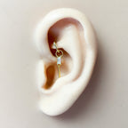 Dainty Bar Hoop Dangle Charm, sterling silver, 18k gold plated rook hoop, rook huggie, hoop huggies, cartilage piercing, helix hoop charm