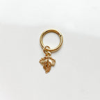 Dainty 16G or 18G Gold Leaf Cartilage Hoop Earrings, rook huggie, hoop huggies, cartilage piercing, tiny hoops, helix hoops, small hoops