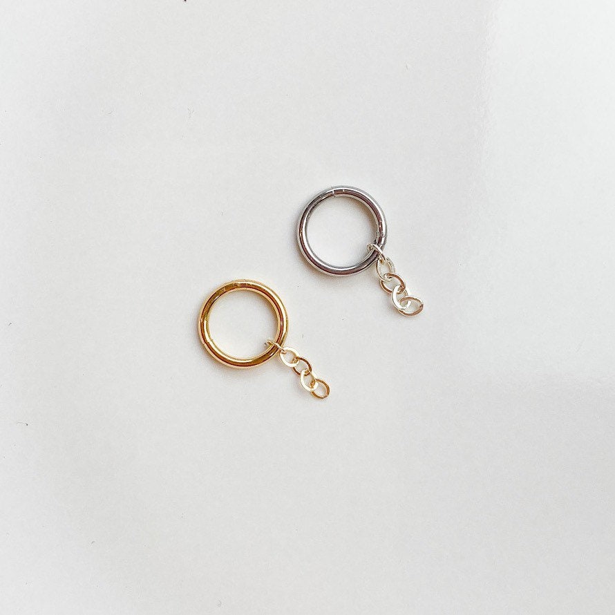 Designer Collection 18g titanium hoop, 18k gold filled chain, rook huggie, hoop huggies, cartilage piercing, cartilage earrings