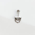 16g F136 Titanium Implant Grade Bar Double Chain flat piercing, helix labret piercing, cartilage piercing, cartilage earrings