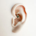 16g 18g Rook Hoop Dainty Emerald CZ Bar sterling silver or Titanium rook huggie, hoop huggies, cartilage piercing, cartilage earrings