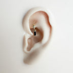18g Dainty Black CZ Bar sterling silver, 18k gold plated rook hoop, rook huggie, hoop huggies, cartilage piercing, cartilage earrings