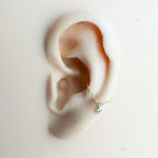 Simple Dainty Drop Emerald Crystal 18kt Gold Sterling Silver Chain  conch piercing, cartilage piercing, conch hoop, chain earrings