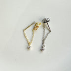 Simple Dainty Drop CZ Crystal 18kt Gold Sterling Silver Chain  conch piercing, cartilage piercing, conch hoop, chain earrings