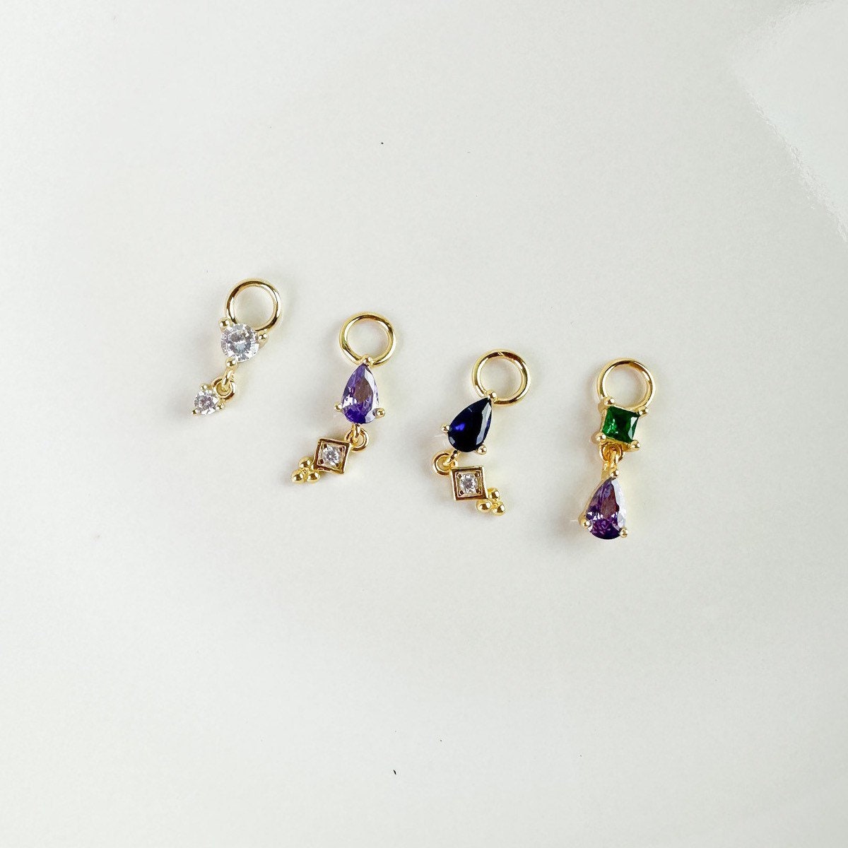 16g 14g Dainty Emerald Sapphire Hoop Belly Ring, Titanium Gold, Belly Piercings, 8mm or 10mm, Hoop Piercing, Belly Hoop