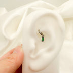 16g 18g Dainty Turquoise Bar sterling silver, 18k gold plated rook hoop, rook huggie, hoop huggies, cartilage piercing, helix hoops