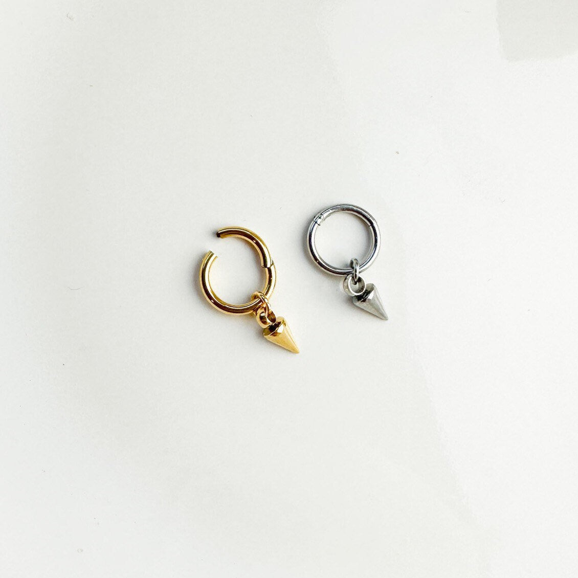 16g 18g Dainty Spike Rook Piercing, Titanium rook hoop, rook huggie, hoop huggies, cartilage piercing, helix hoop, helix piercing