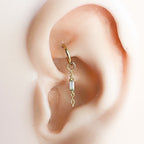 16g 18g Dainty CZ Bar Chain titanium sterling silver, 18k gold plated rook hoop, rook huggie, hoop huggies, cartilage piercing