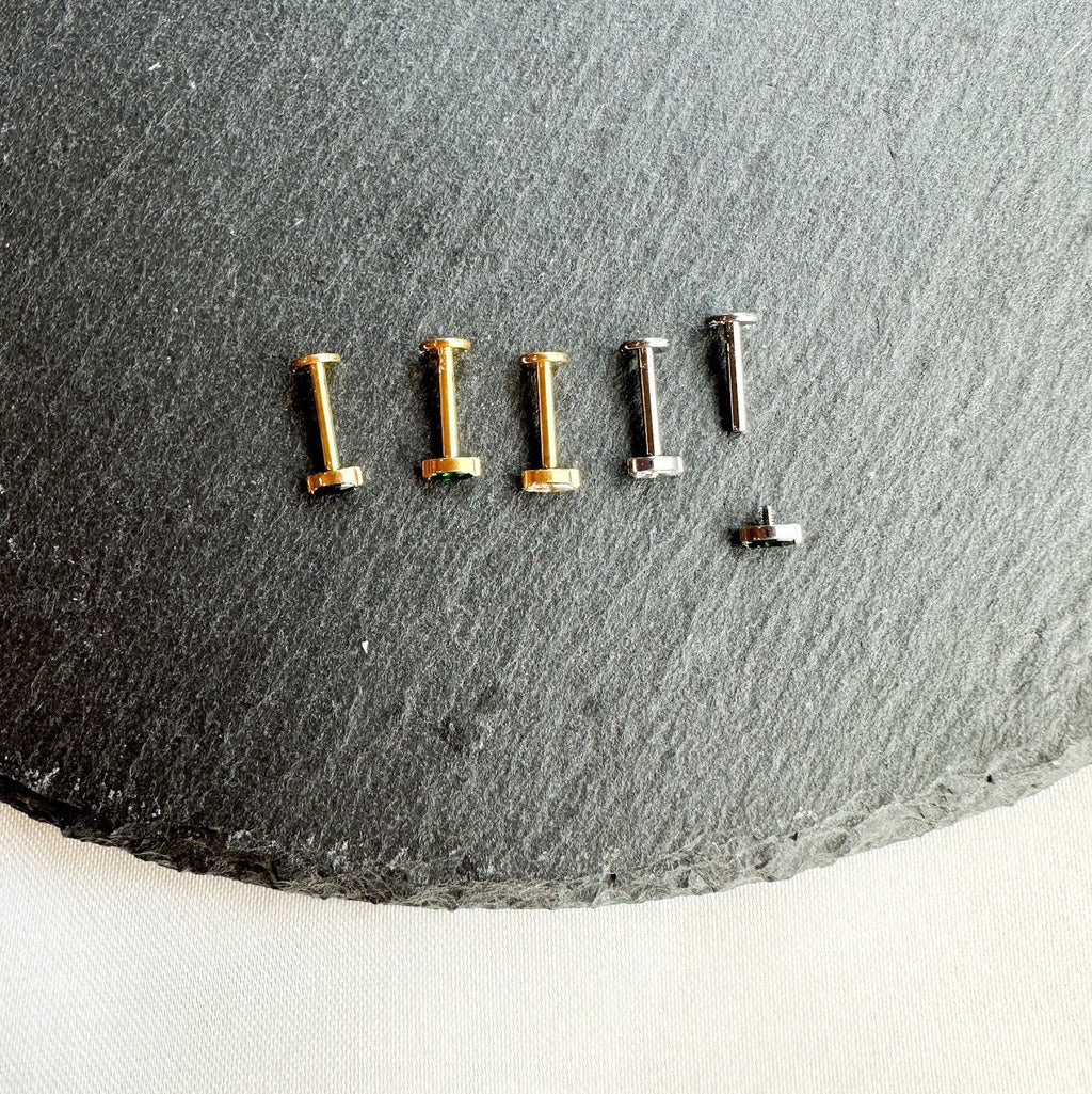 Tiny Marquise Gem Tragus Earring CZ Black Titanium Cartilage Earring Screw In Tragus Labret Stud IMPLANT GRADE Titanium