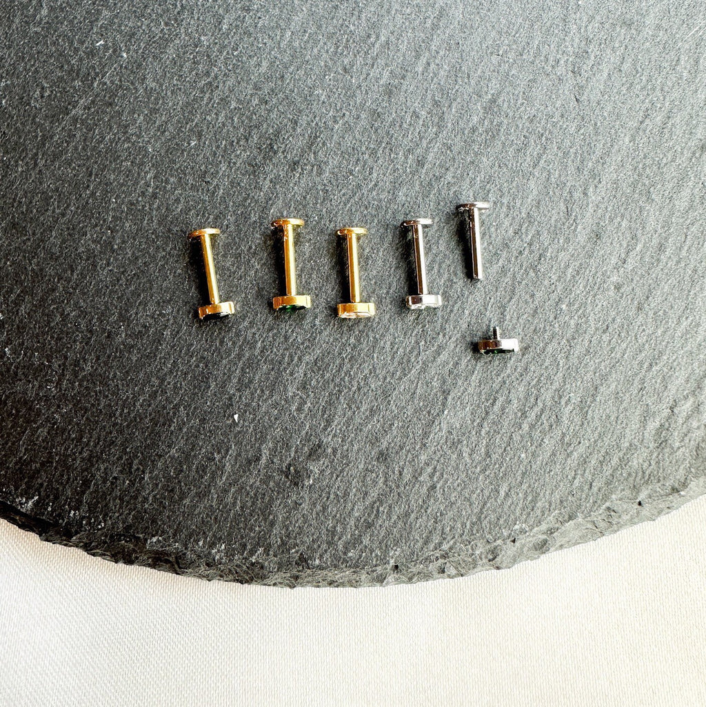 Tiny Marquise Gem Tragus Earring CZ Black Titanium Cartilage Earring Screw In Tragus Labret Stud IMPLANT GRADE Titanium