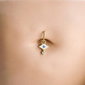 16g 14g Dainty Evil Eye Hoop Belly Ring, Titanium silver or gold, belly piercings, 8mm or 10mm, Hoop Piercing, Hamsa Piercing