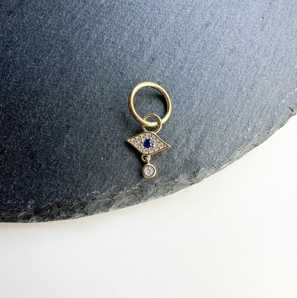 16g 14g Dainty Evil Eye Hoop Belly Ring, Titanium silver or gold, belly piercings, 8mm or 10mm, Hoop Piercing, Hamsa Piercing