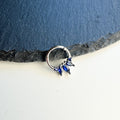 16g 8mm Silver Sapphire 18k gold plated sterling silver daith hoop, marquise cz daith hoop, hoop huggies, septum ring, nose ring