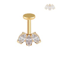 Minimalist ASTM F136 Titanium 16G Marquise CZ Screw Flat Back Vertical Helix Piercing Cartilage Stud Earring