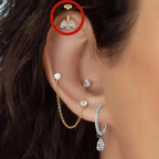 Minimalist ASTM F136 Titanium 16G Marquise CZ Screw Flat Back Vertical Helix Piercing Cartilage Stud Earring