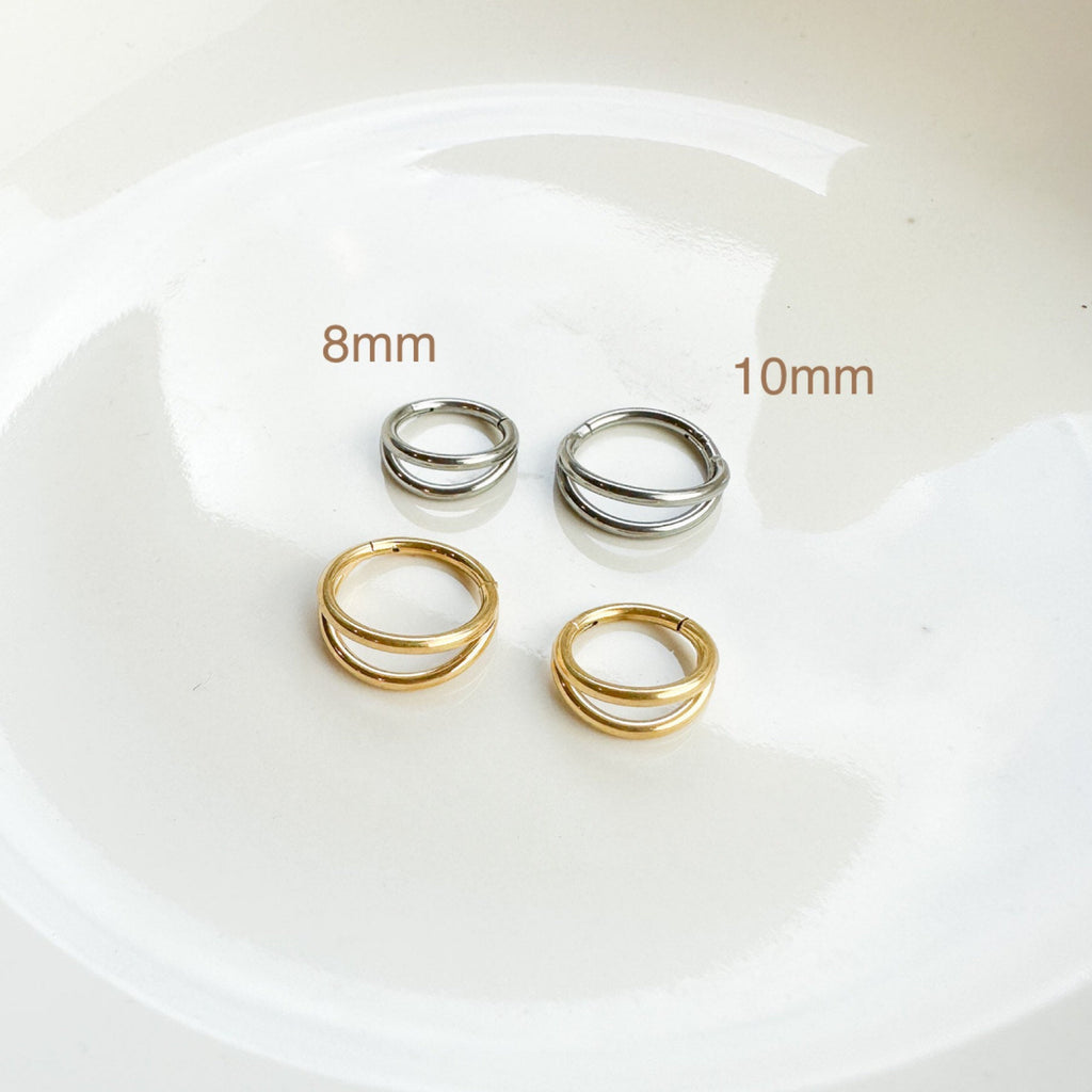 Implant Grade Titanium Double Hoop Helix, septum ring piercing F128 titanium ring hoop cartilage piercing, conch hoop, gold hoop, silver