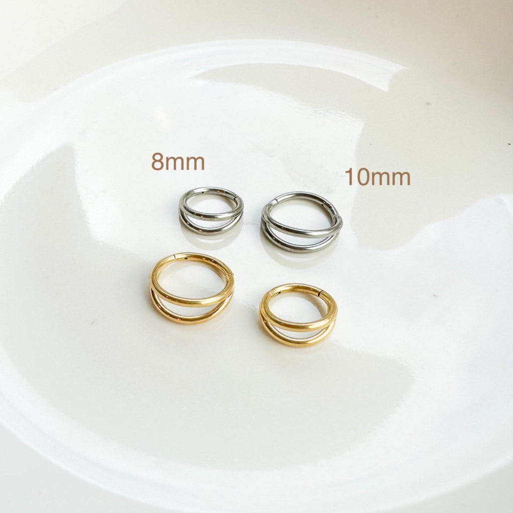 Implant Grade Titanium Double Hoop Helix, septum ring piercing F128 titanium ring hoop cartilage piercing, conch hoop, gold hoop, silver