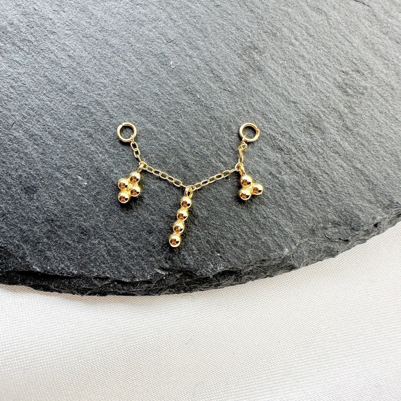 Dainty Industrial Barbell Chain for Piercing, Helix Chain Piercing, Chain Earring, Conch Chain Piercing 16g, 18g, 20g