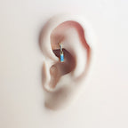 16g 18g Dainty Turquoise Bar sterling silver, 18k gold plated rook hoop, rook huggie, hoop huggies, cartilage piercing, helix hoops