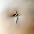 16g 14g Dainty Triple CZ Dangle Hoop Belly Ring, Titanium silver or gold, belly piercings, 8mm or 10mm, Hoop Piercing, belly hoop