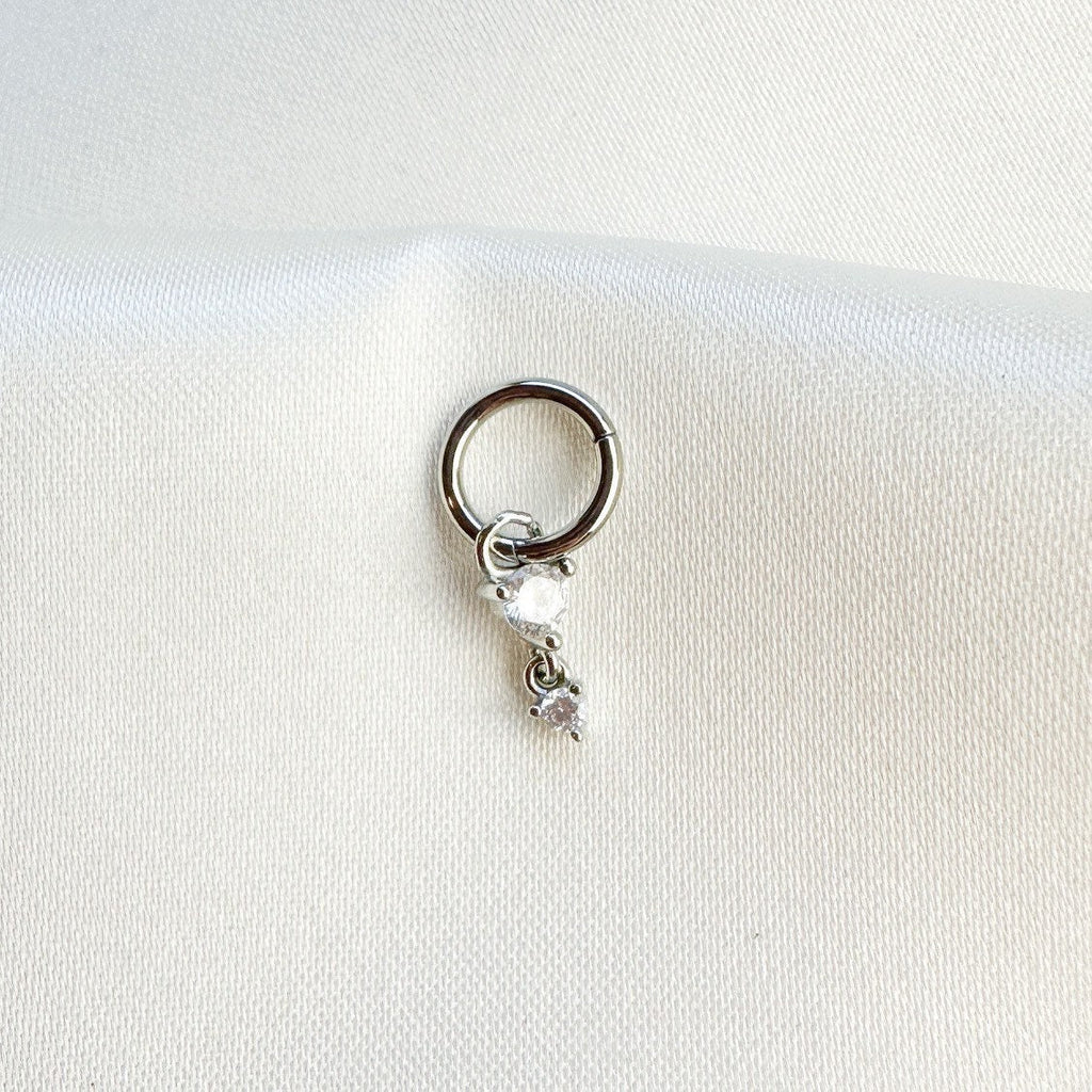 16g 14g Dainty Emerald Sapphire Hoop Belly Ring, Titanium silver or gold, belly piercings, 8mm or 10mm, Hoop Piercing, belly hoop
