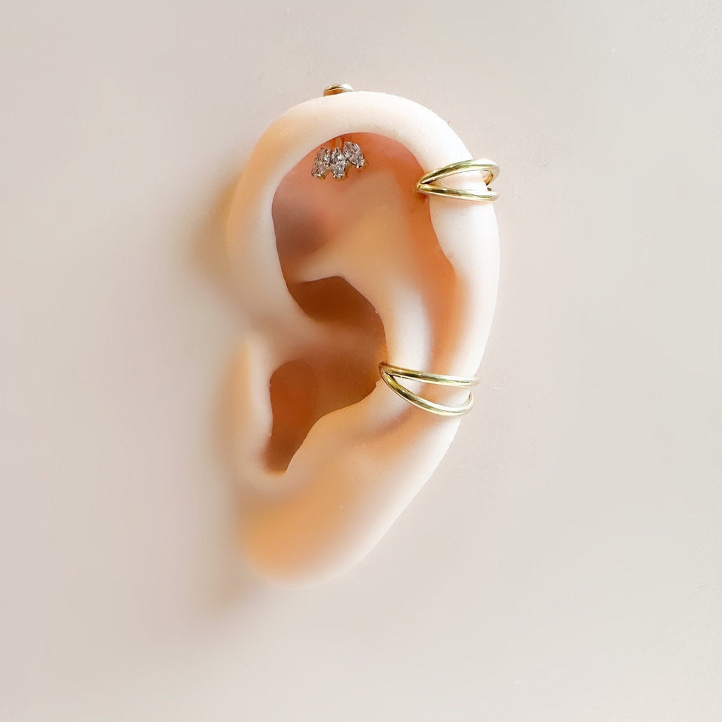 Implant Grade Titanium Double Hoop Helix, septum ring piercing F128 titanium ring hoop cartilage piercing, conch hoop, gold hoop, silver