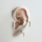 Dainty Industrial Barbell Chain for Piercing, Helix Chain Piercing, Chain Earring, Conch Chain Piercing 16g, 18g, 20g